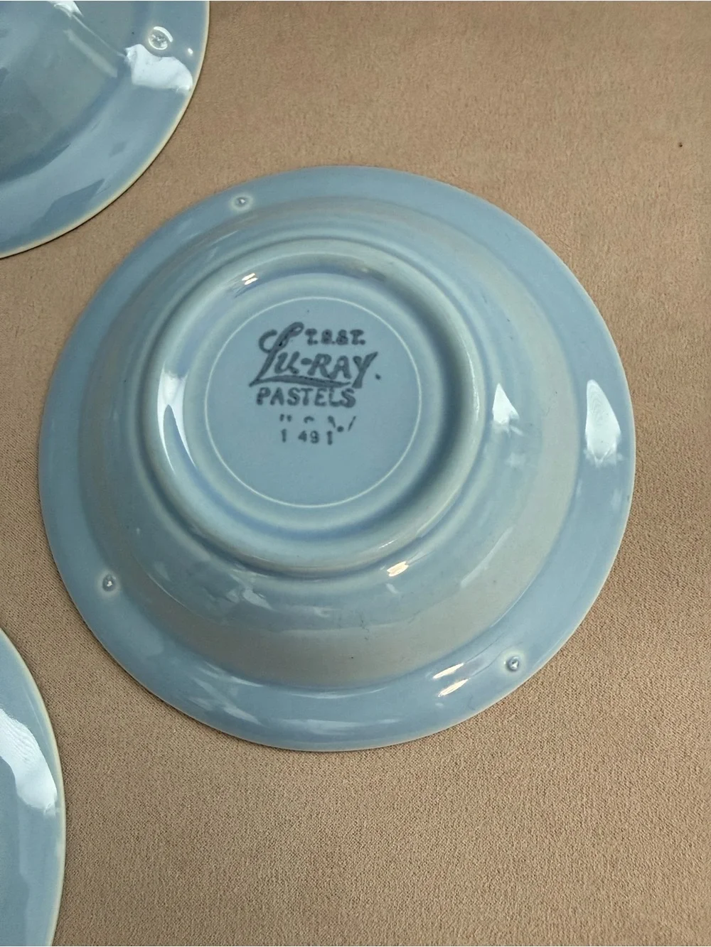 Vintage Lu-Ray Pastels Bowl - Set of 4 - Small Berry Dish Light Blue USA Easter